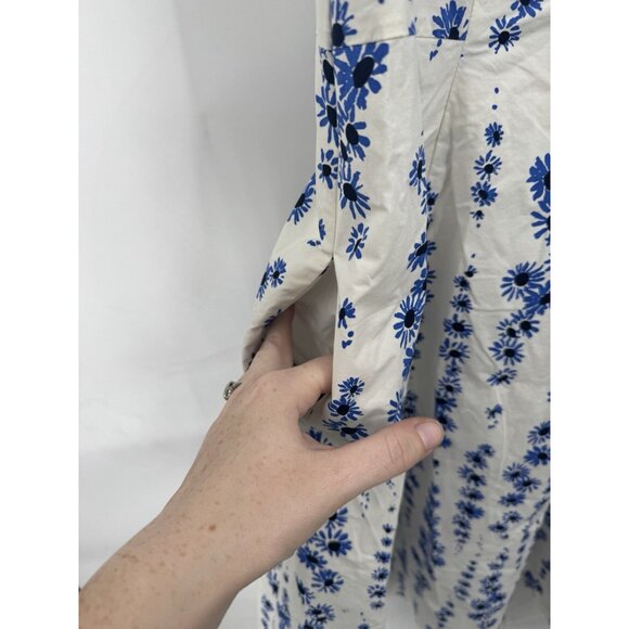 Boden Floral Midi Dress Women 10 White Fairy Preppy Prairie Milk Maid Whimsical - Picture 7 of 9